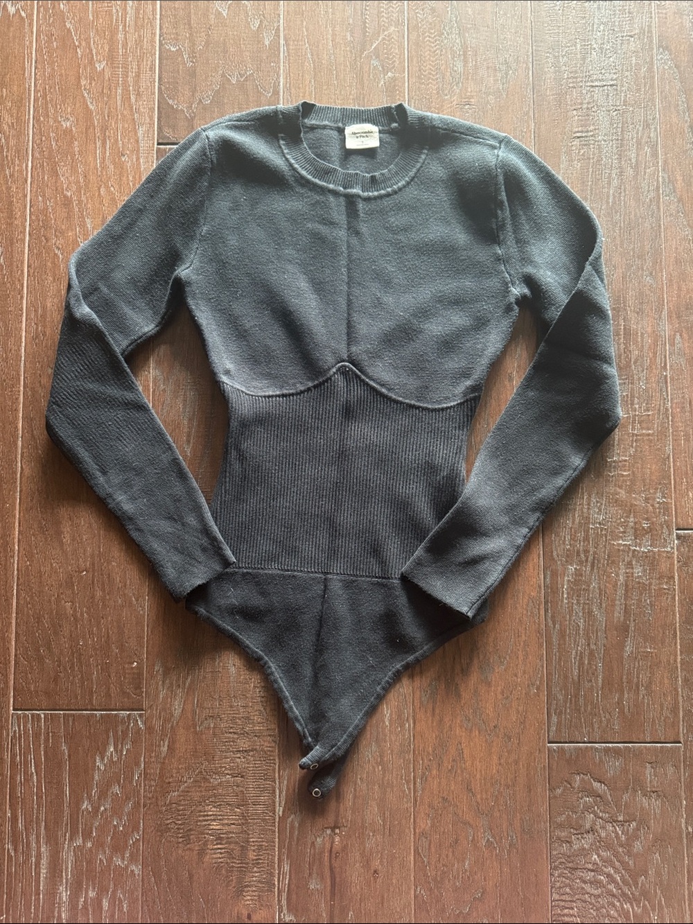 Abercrombie & Fitch Charcoal  Long-Sleeve Knit Bodysuit